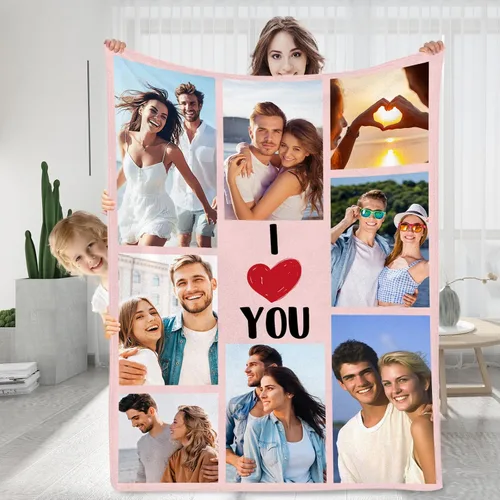 Vista 24 de Manta personalizada con fotos, texto, regalos personalizados para parejas, mantas con mis propias fotos, mantas con fotos personalizadas para niños