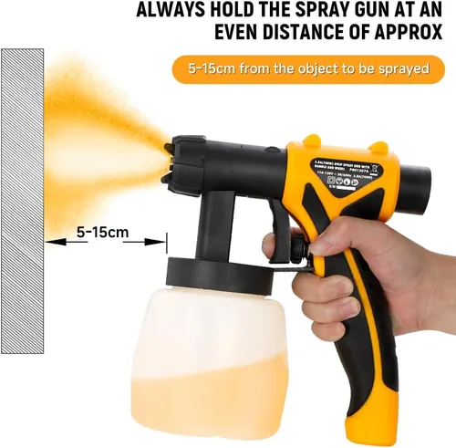 Vista 5 de Hoteche Pulverizador de pintura eléctrico HVLP de 700 W Contenedor de 27.1 fl oz, boquilla de 0.098 in, flujo de 33.8 fl oz/min, manguera de 9.8 ft