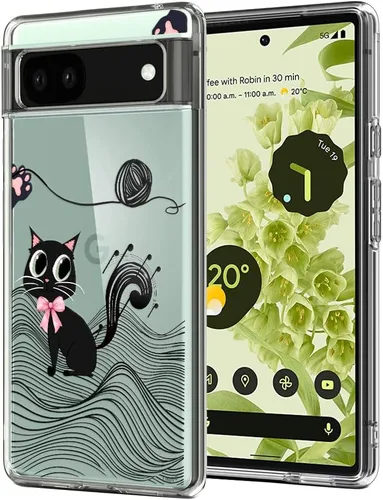 Vista 15 de Unov Funda para Pixel 6a, transparente con diseño, ajuste delgado, buen agarre, funda de teléfono en relieve, cubierta protectora a prueba de Flor