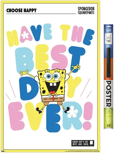Vista 8 de Trends International Nickelodeon Bob Esponja - Póster de pared con texto en inglés «Choose Happy Wall», 22.4 pulgadas de largo x 14.7 pulgadas