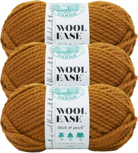 Vista 159 de Lion Brand Yarn - Ovillo de lana Wool-Ease Thick & Quick color fuerza aérea Super Bulky Wool Acrylic Blend Fiber for Soft Hats, Sweaters, Chunky
