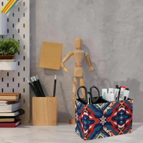 Vista 6 de Desk Organizer Pencil Cups Aztec Red Blue, Convenient Storage for Your Writing Tools