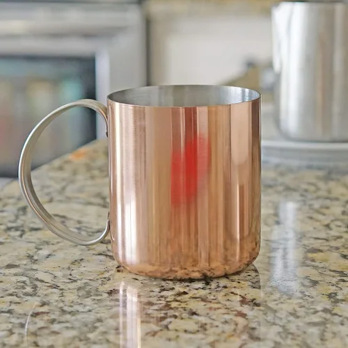 Vista 8 de Southern Homewares Taza Moscow Mule de cobre con forro de acero inoxidable – Juego de tazas de cobre martillado de 16 oz para cócteles – Tazas