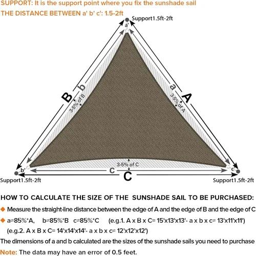Vista 6 de Artpuch - Toldo triangular tipo vela para sombra, borde curvado, grado comercial, 5.46 oz/yd², permeable, para exteriores, terraza, patio, tamaños