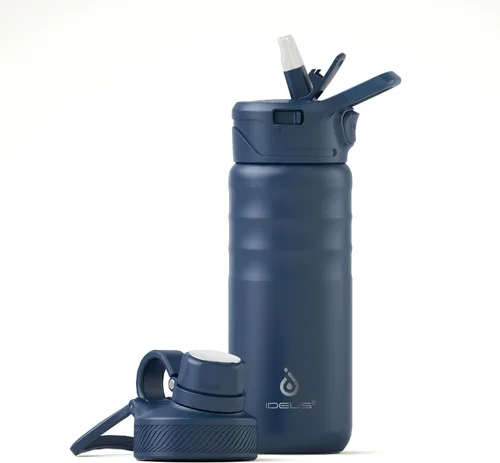 Vista 45 de IDEUS Botella de agua aislada de 12 onzas, botella de agua aislada de acero inoxidable para la escuela, botellas aisladas con pajitas a prueba