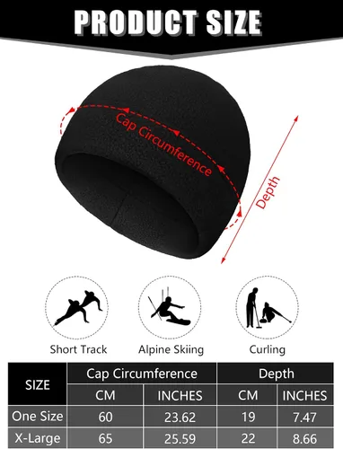 Vista 3 de 4 gorras de calavera para hombre, gorro de forro polar suave, grueso, resistente al viento, para exteriores, para mujer