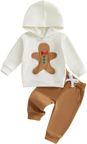 Vista 15 de Conjunto de ropa de otoño e invierno para bebé y niño, sudadera larga con capucha y pantalones para niños pequeños, 6, 12, 18, 24 meses, 2T Adorable