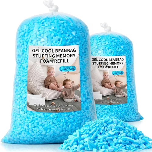 Vista 15 de Relleno de puf, relleno de espuma viscoelástica triturada de 5 libras, relleno de almohada suave para sofá, cojín, animales de peluche, cama