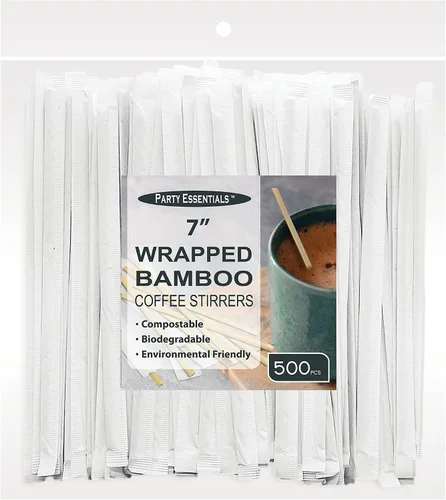 Vista 8 de Party Essentials Agitadores de café de bambú de 5.5 pulgadas / palitos para bebidas, 1000 unidades, natural