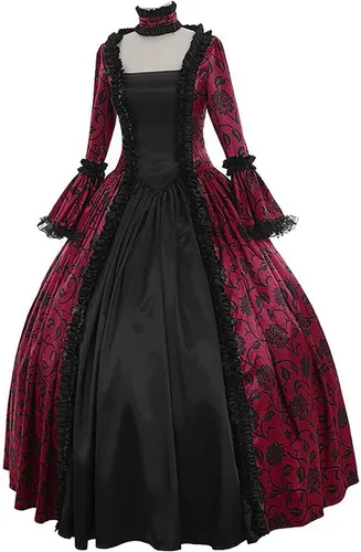 Vista 5 de Vestido victoriano para mujer, vestido retro medieval renacentista, vestido rococó, vestidos de baile de los años 1800, vestidos de regencia