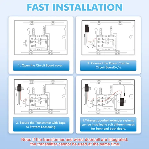 Vista 6 de SINGCALL Extensor de timbre inalámbrico para convertir con cable a inalámbrico para timbre con cable existente, receptor LED portátil, 32 campanas