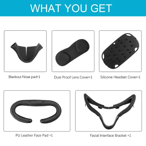 Vista 5 de 5 Pieces Suit Ermorgen VR Accessories Combination for Quest Advanced Set, Protective Headset Cover, Dust Proof Lens Cover, Facial Interface Bracket