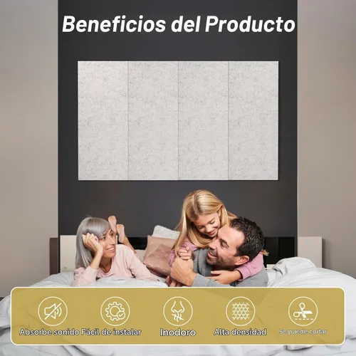 Vista 8 de TONOR Paneles acústicos grandes autoadhesivos, 4 paneles absorbentes de sonido de 44.1 x 21.7 pulgadas, paneles acústicos para decoración de paredes