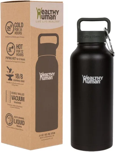 Vista 12 de Botella de agua saludable y humana, sin BPA, para deportes, viajes, de acero inoxidable, aislada