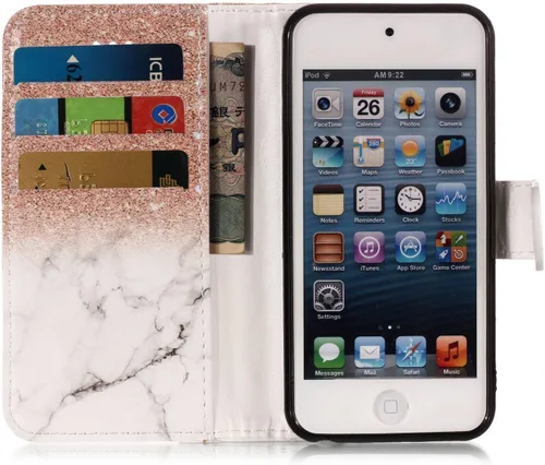 Vista 6 de Areall - Funda protectora completa para iPod Touch de 7ª/6ª/5ª generación, funda protectora completa para iPod Touch 5/6/7, color oro rosa y blanco