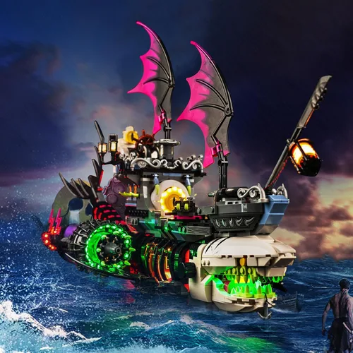 Vista 5 de BrickBling Kit de luz LED compatible con Lego DREAMZzz Nightmare Shark Ship, luz creativa compatible con Lego 71469, no incluye