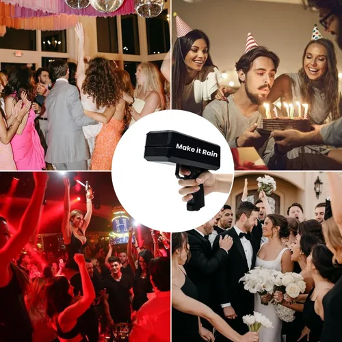 Vista 5 de Pistola de Dinero Automática de Juguete Pistola Disparadora de Dinero Make It Rain para Fiestas, Eventos de Club, Navidad, Halloween, Fiestas
