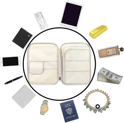 Vista 9 de JAKAGO Cartera de viaje A4 multifuncional organizador de documentos con cremallera para suministros de oficina (blanco mora)