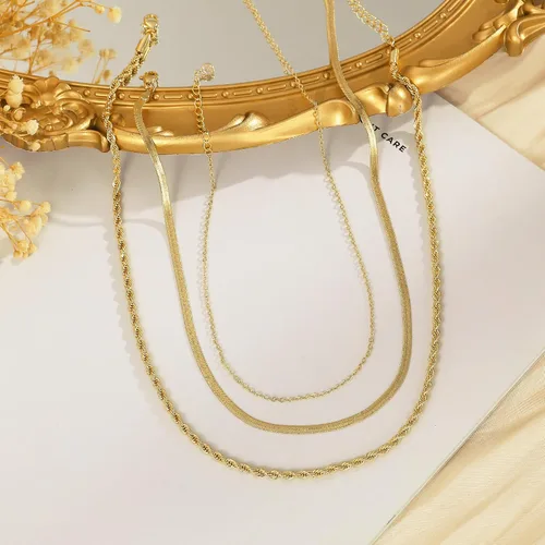 Vista 7 de Gargantilla para mujer, delicada cadena de serpiente gruesa chapada en oro de 14 quilates, collar de oro en capas, joyería de oro simple y moderna