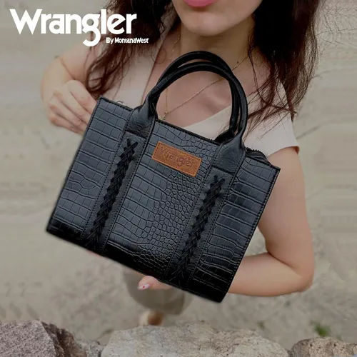 Vista 3 de Wrangler 2pcs Tote Bag Set Braided Rope Top Handle and Classic Tote