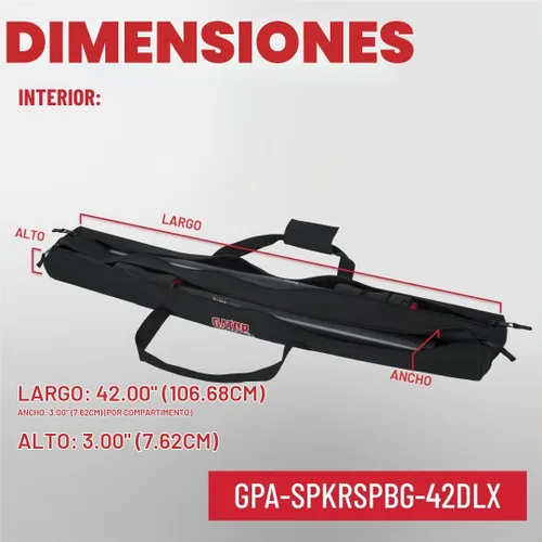 Vista 7 de Gator Cases Bolsa de poste de subwoofer de compartimento dual; Soporta (2) postes de subwoofer de hasta 42" de largo (GPA-SPKRSPBG-42DLX)