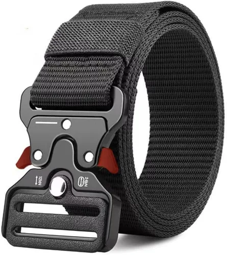 Vista 15 de Cinturón táctico para hombre, resistente hebilla de metal de liberación rápida, ajustable, estilo militar, cinturones de nailon