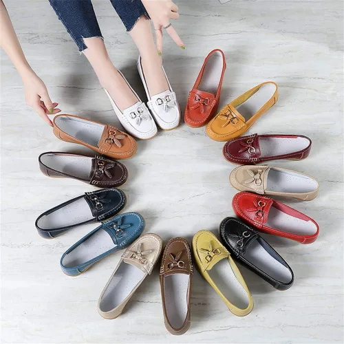 Vista 6 de Mocasines de cuero, Mujer, Suela de goma, Sin agujetas, mocasín sin taco, Zapatos