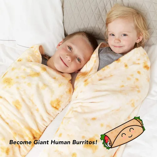 Vista 5 de SILUI Manta de burrito de tortilla, regalos de elefante blanco para niños, cosas útiles para bebés, manta divertida y novedosa para recién nacidos