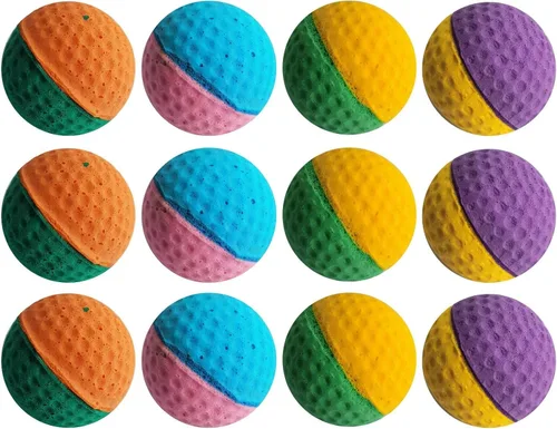 Vista 9 de Pelotas de golf para gatos de interior - Pelotas de fútbol interactivas de espuma de esponja (mixto2)