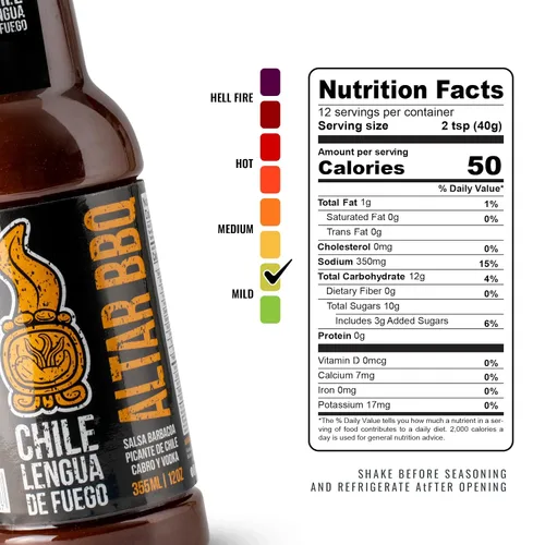 Vista 2 de Chile Lengua de Fuego Altar BBQ – Salsa picante BBQ con gorro escocés y lima, dulce ahumado picante, botella de 5 onzas (paquete de 1)
