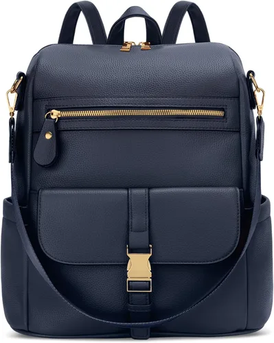 Vista 9 de KKXIU Mochila para mujer – Mochila de cuero con múltiples bolsillos para viajes, trabajo y escuela con bolsillo de bloqueo antirrobo, correa