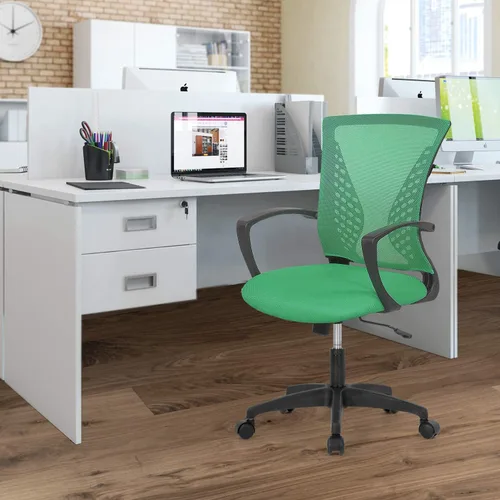 Vista 7 de Silla de oficina ergonómica silla de oficina silla de escritorio de malla con soporte de espalda media y apoyabrazos, silla de computadora giratoria