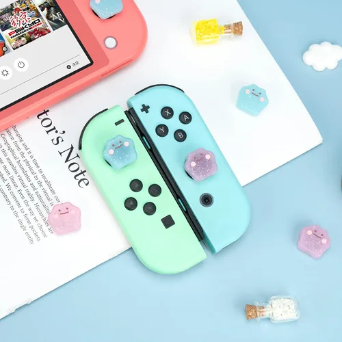 Vista 7 de WISHAVEN Joycon - Tapas de agarre para pulgar compatibles con Nintendo Switch de Splatoon, cubierta de silicona suave para Nintendo SwitchOLEDLite
