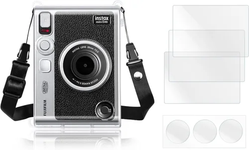 Vista 10 de Rieibi Funda protectora transparente para cámara instantánea Fujifilm Instax Mini Evo, funda rígida con correa para el hombro