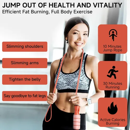 Vista 7 de OVICX Cuerdas de saltar para fitness para mujeres, hombres y niños, cuerdas de saltar ajustables sin enredos para entrenamiento con rodamientos
