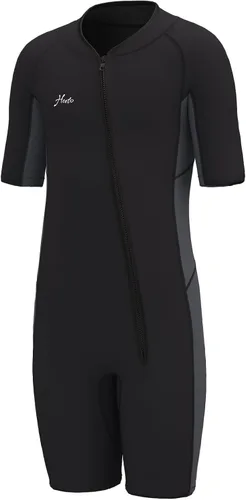 Vista 8 de Hevto Kids Shorty Wetsuit 2mm Neoprene Slim Fit for Boys Girls K02S-Cremallera Delantera-Azul