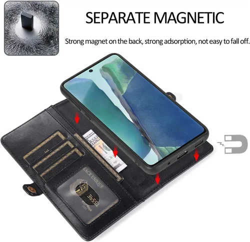 Vista 6 de Asuwish Funda de teléfono para Samsung Galaxy Note 20 Glaxay Note20 5G Wallet Funda desmontable con protector de pantalla de vidrio templado