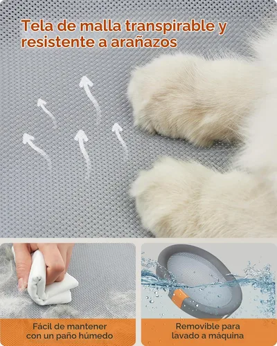 Vista 8 de Feandrea Cama para Mascotas, Hamaca para Gatos, Cama Elevada para Gatos para Múltiples Gatos, con Malla Lavable Removible, para Mascotas de hasta 20