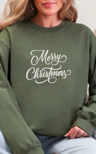 Vista 5 de Sudadera de Navidad bordada con cuello redondo para hombres y mujeres Diseño 2