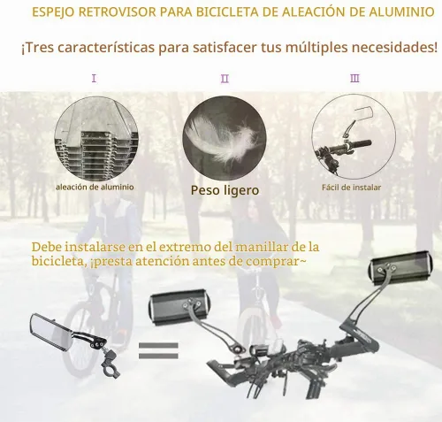 Vista 3 de Espejo retrovisor para manillar, 2 unidades, espejos de bicicleta para manillar, espejos de bicicleta para manillar para bicicleta eléctrica 1.Negro