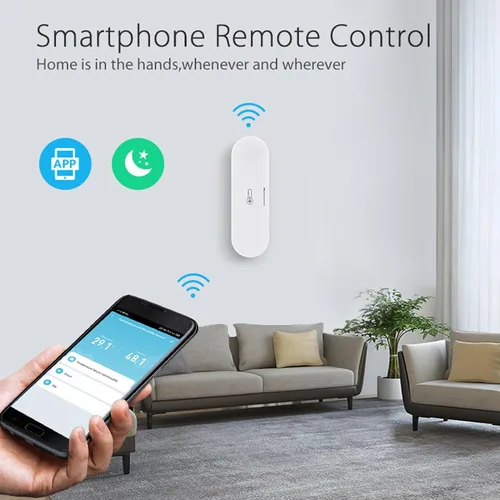 Vista 2 de Fockety Sensor de humedad y temperatura Tuya Zigbee, monitor inalámbrico inteligente de temperatura y humedad con alerta de aplicación, termómetro