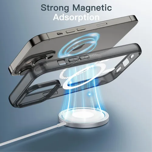 Vista 3 de JETech Funda magnética para iPhone 13 Pro de 6.1 pulgadas, compatible con carga inalámbrica MagSafe, a prueba de golpes, parte trasera transparente