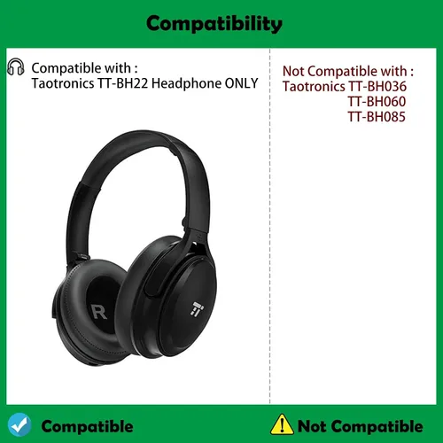 Vista 2 de TT-BH22 - Almohadillas de repuesto de piel de proteína prémium compatibles con Taotronics TT-BH22