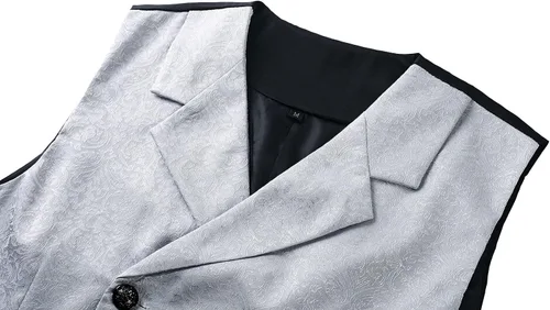 Vista 8 de Chaleco de traje steampunk para hombre, chaleco gótico victoriano de doble botonadura