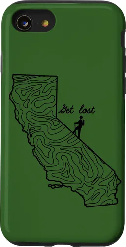 Vista 13 de Funda para iPhone 14 Vintage Hike California Topo Map Senderismo Get Lost Hiker