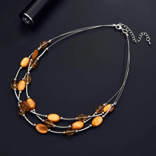 Vista 6 de Collar a capas con cristal para mujer, gargantilla con cadena de plata gruesa, regalo de cumpleaños para mujer