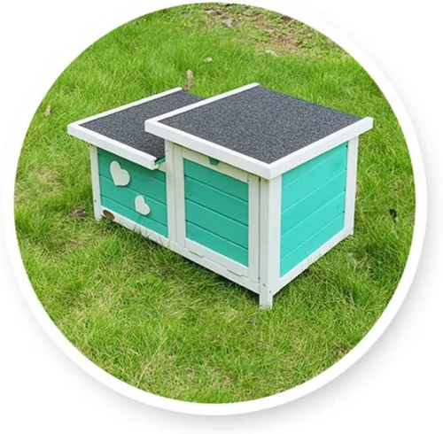Vista 4 de Cat Villa Rabbit Villa Outdoor Rabbit House Indoor Cat House Outdoor Rabbit Cage Small Dog House Balcony Pet Nest Cat House,Green