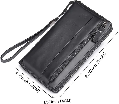 Vista 53 de LUKZIJAES Billetera de cuero genuino para hombre, con bloqueo RFID, delgada, plegable, bolsillo frontal, #3-Café, Vintage