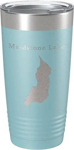 Vista 10 de Maidstone Lake Map Tumbler Travel Mug Insulated Laser Engraved Coffee Cup Vermont 20 oz Black
