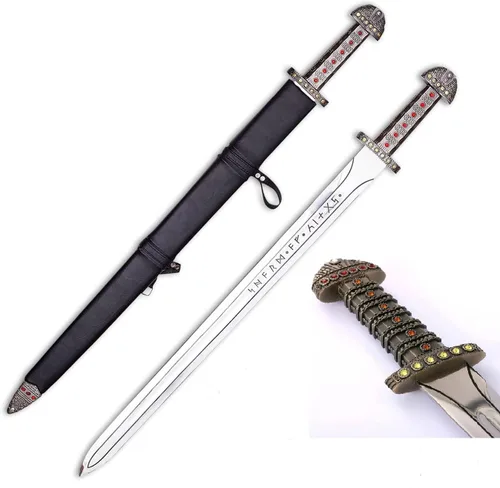 Vista 3 de Forest Hunting Espada Viking de Ragnar Lothbrok - Real de Reyes/Ragnar - Espada de Hierro de Bjorn - Espada Viking Real Hecha a Mano del Rey